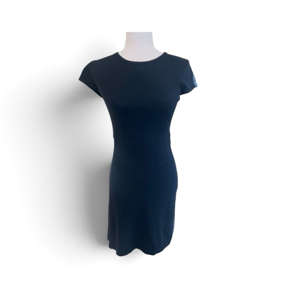 Silk and Cashmere T Shirt Midi Dress Knit Sweater Black Y2K Quiet Luxury Sz: S